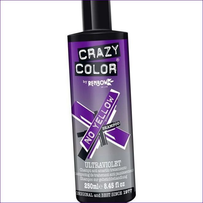 Crazy Color tónovací šampón No Yellow na udržanie studených odtieňov zosvetlených a šedivých vlasov