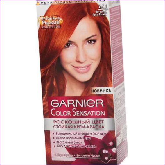 Farba na vlasy Garnier Color Sensation, odtieň #7.40, jantárovo žiarivo červená