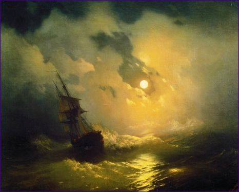 Búrka na mori v noci