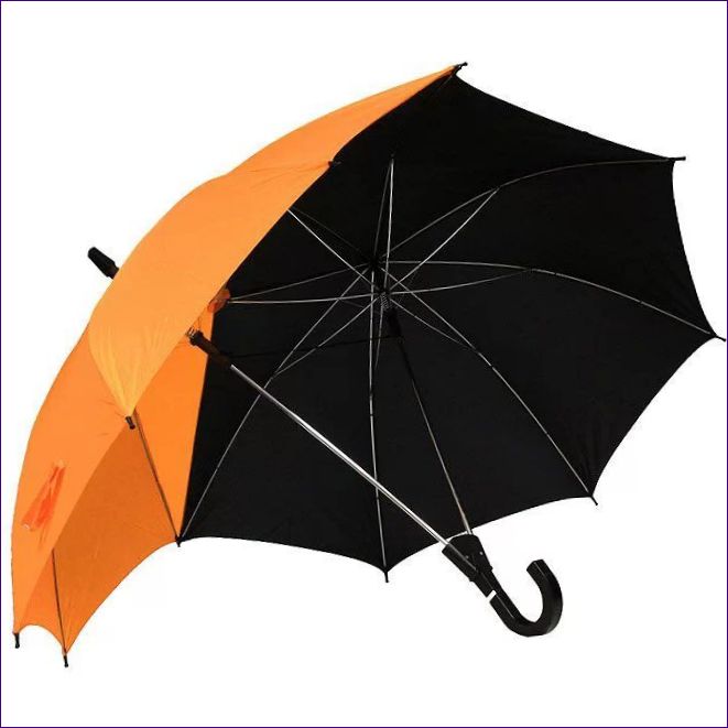 Dáždnik pre dvoch, poloautomatický, farba: čierna, oranžová